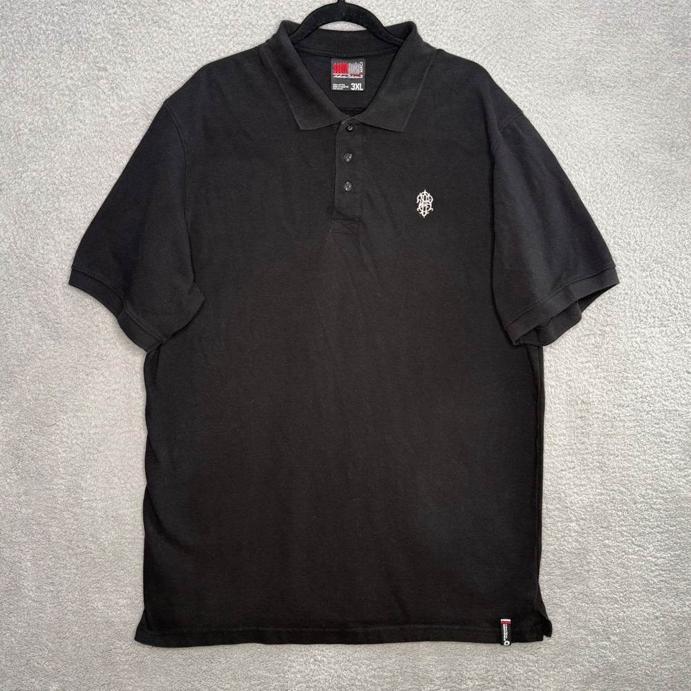 Southpole Mens 3XL Black Short Sleeve Cotton Pique Polo Shirt Embroidered Logo